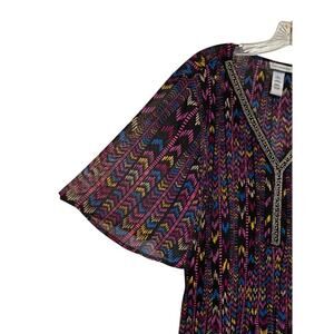 Catherine Ladies Purple Jeweled V-Neck Top Blouse 14 /16 Colorful Statement
